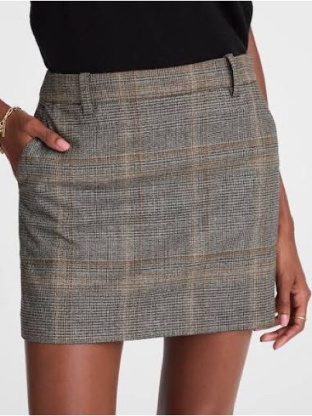 MADEWELL Plaid Suiting Mini Skirt Size 2 NWT Brown Gray Plaid Office Classic